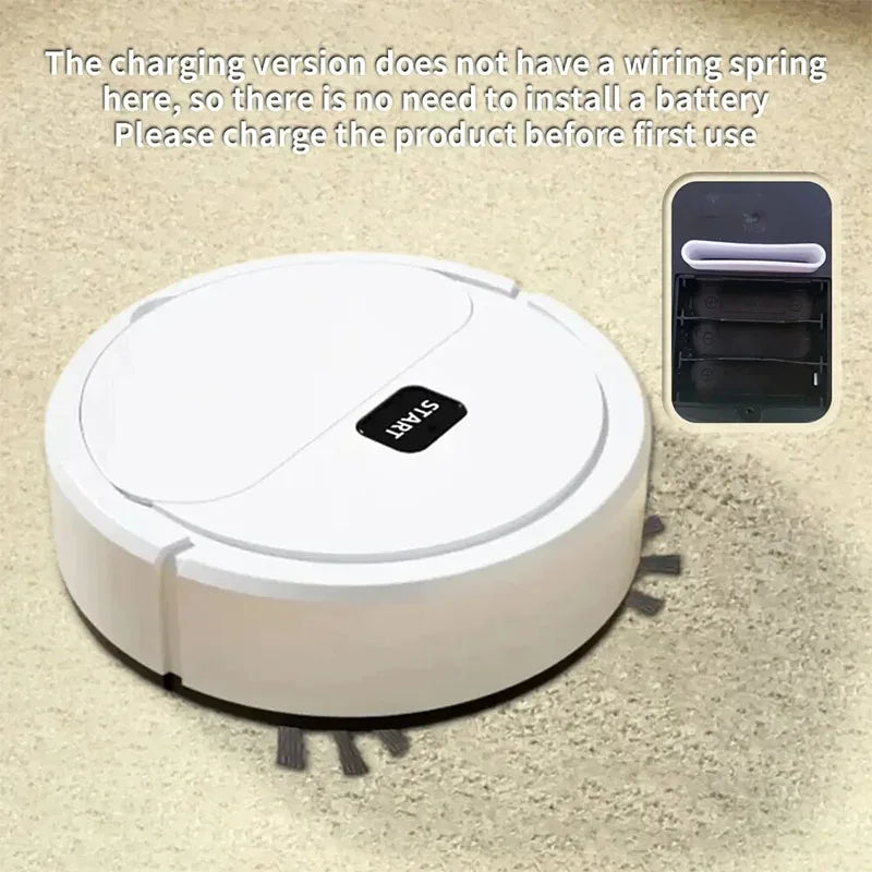 Portable Home Mini Automatic Floor Robot Vacuum Cleaner USB Rechargeable Wet and Dry 3-in-1 Home Sweeper