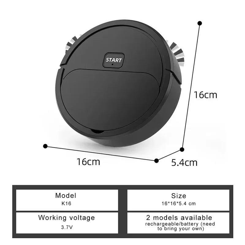 Portable Home Mini Automatic Floor Robot Vacuum Cleaner USB Rechargeable Wet and Dry 3-in-1 Home Sweeper