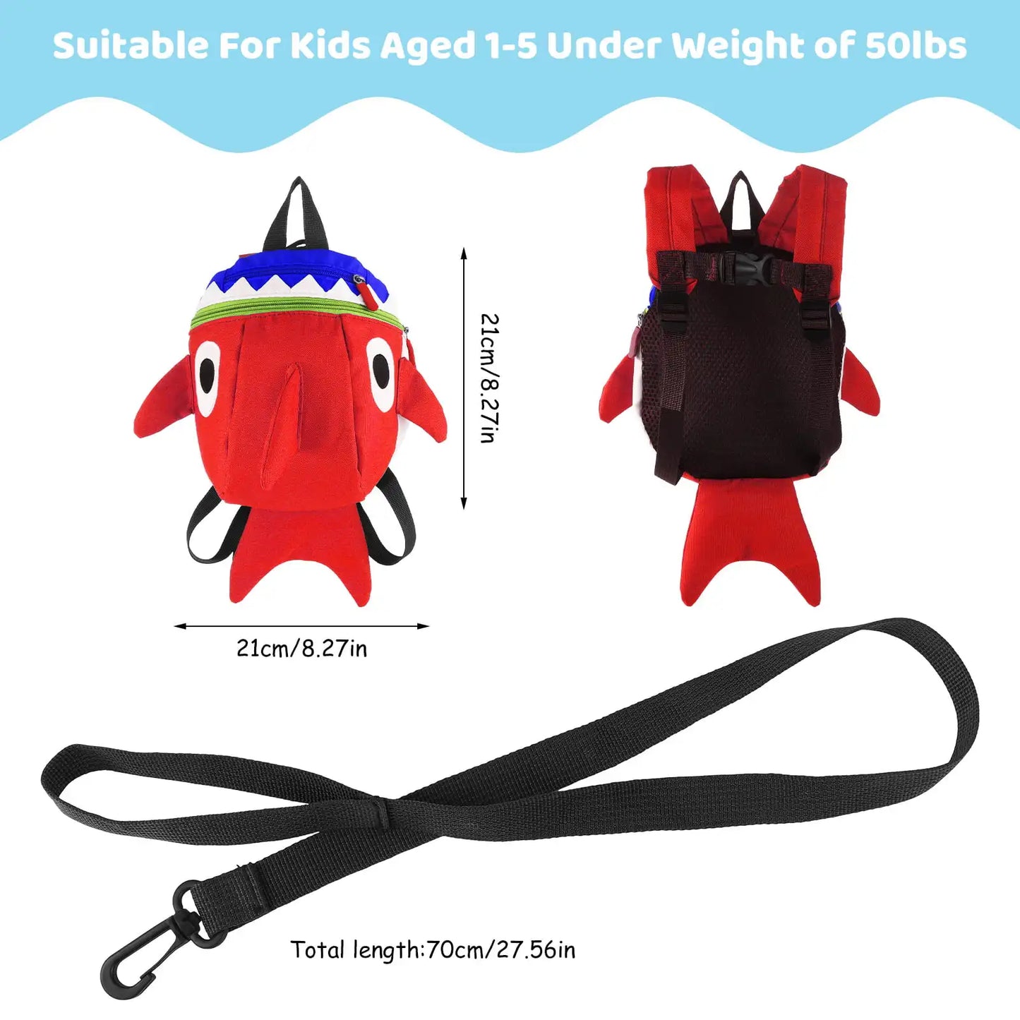 Toddler Backpack Leash, Kids Safety Harness Rope Tether, Toddler Backpack Leash for Boys Girls Outdoor Activity